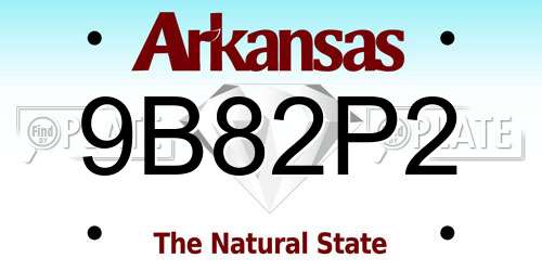 9B82P2 Arkansas License Plate