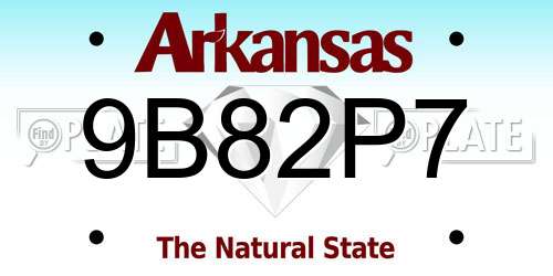 9B82P7 Arkansas License Plate