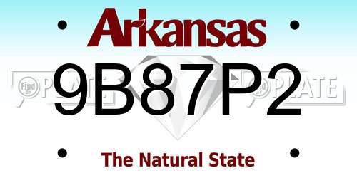 9B87P2 Arkansas License Plate