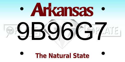 9B96G7 Arkansas License Plate