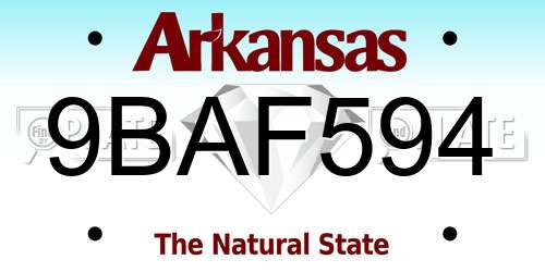 9BAF594 Arkansas License Plate