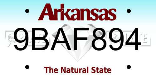 9BAF894 Arkansas License Plate