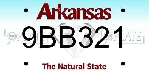 9BB321 Arkansas License Plate
