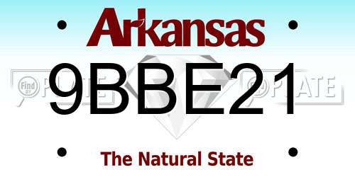 9BBE21 Arkansas License Plate
