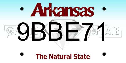 9BBE71 Arkansas License Plate