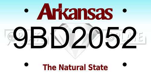 9BD2052 Arkansas License Plate
