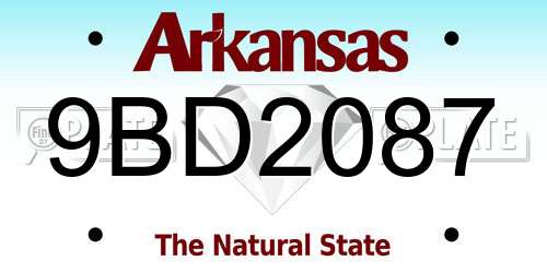 9BD2087 Arkansas License Plate