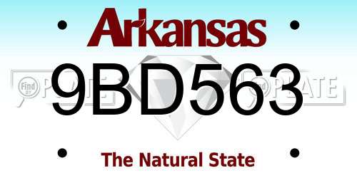 9BD563 Arkansas License Plate