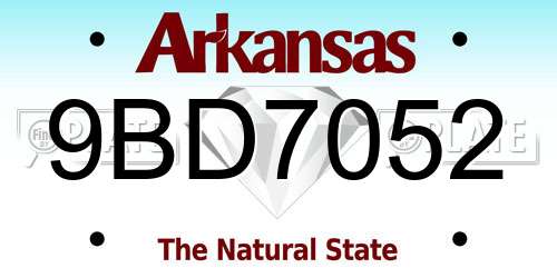 9BD7052 Arkansas License Plate