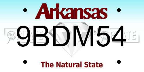 9BDM54 Arkansas License Plate
