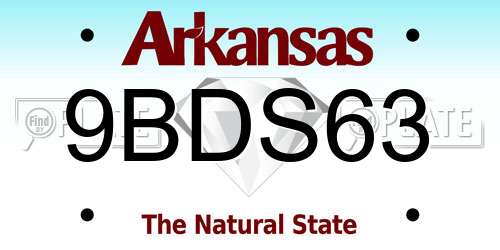 9BDS63 Arkansas License Plate