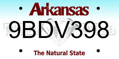 9BDV398 Arkansas License Plate