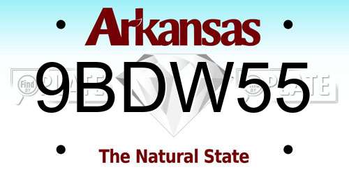 9BDW55 Arkansas License Plate
