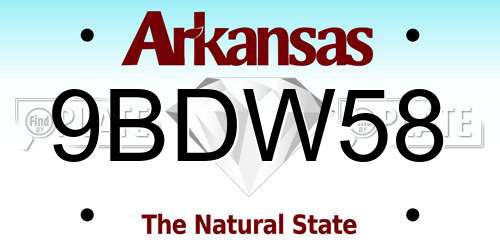 9BDW58 Arkansas License Plate