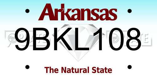 9BKL108 Arkansas License Plate