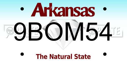 9BOM54 Arkansas License Plate