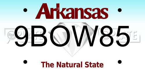 9BOW85 Arkansas License Plate