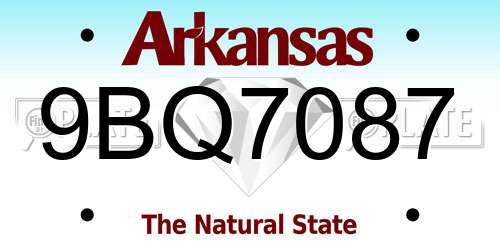 9BQ7087 Arkansas License Plate