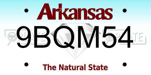9BQM54 Arkansas License Plate