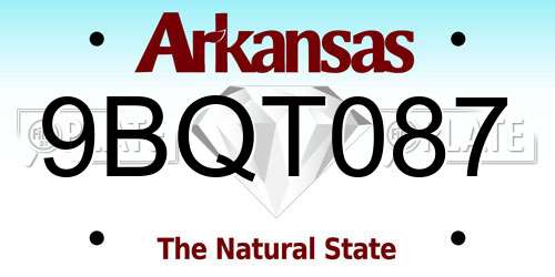 9BQT087 Arkansas License Plate