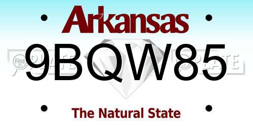 9BQW85 Arkansas License Plate