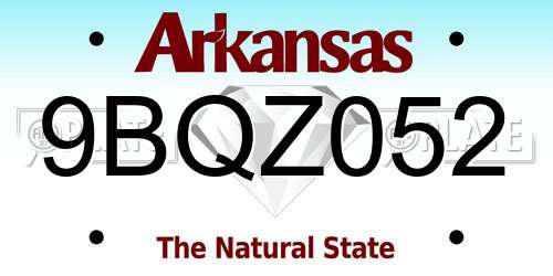 9BQZ052 Arkansas License Plate