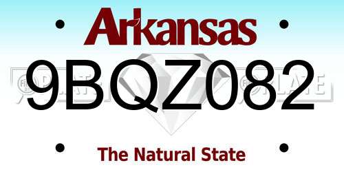 9BQZ082 Arkansas License Plate