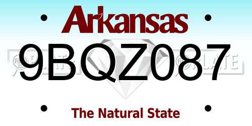 9BQZ087 Arkansas License Plate