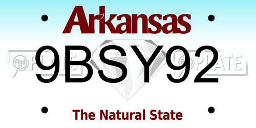 9BSY92 Arkansas License Plate