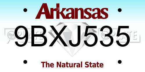 9BXJ535 Arkansas License Plate