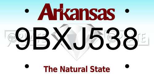 9BXJ538 Arkansas License Plate