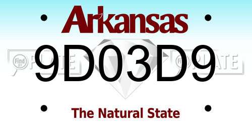 9D03D9 Arkansas License Plate