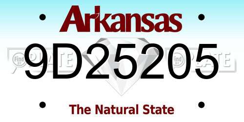 9D25205 Arkansas License Plate