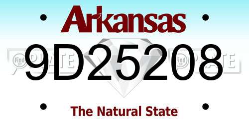 9D25208 Arkansas License Plate