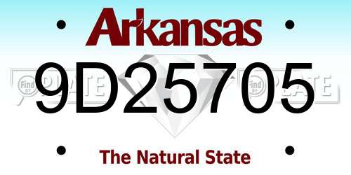 9D25705 Arkansas License Plate