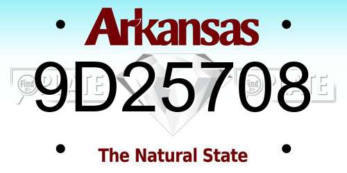 9D25708 Arkansas License Plate