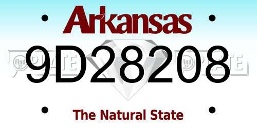 9D28208 Arkansas License Plate