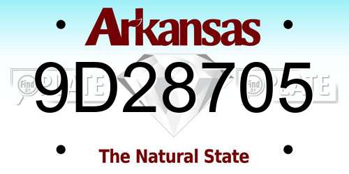 9D28705 Arkansas License Plate
