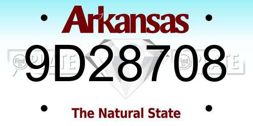 9D28708 Arkansas License Plate