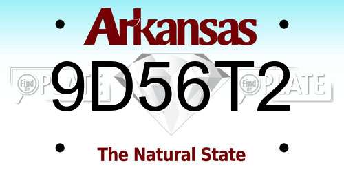 9D56T2 Arkansas License Plate