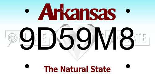 9D59M8 Arkansas License Plate