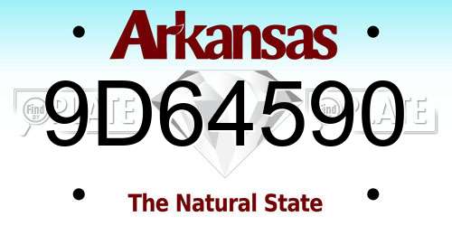 9D64590 Arkansas License Plate