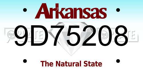 9D75208 Arkansas License Plate