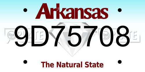 9D75708 Arkansas License Plate