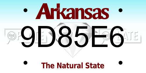 9D85E6 Arkansas License Plate