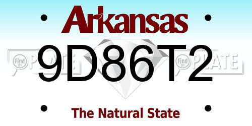 9D86T2 Arkansas License Plate