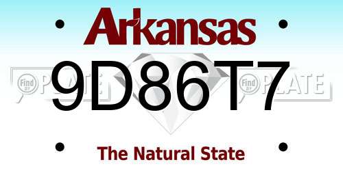 9D86T7 Arkansas License Plate