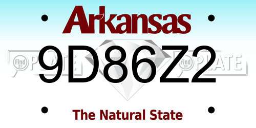 9D86Z2 Arkansas License Plate