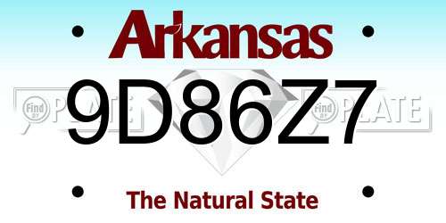 9D86Z7 Arkansas License Plate