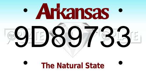 9D89733 Arkansas License Plate